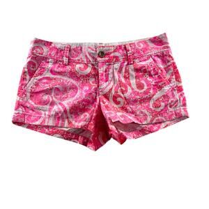 Lilly Pulitzer The Walsh Short Sz 6 Pink Pout Paisley Barbie Preppy Resort